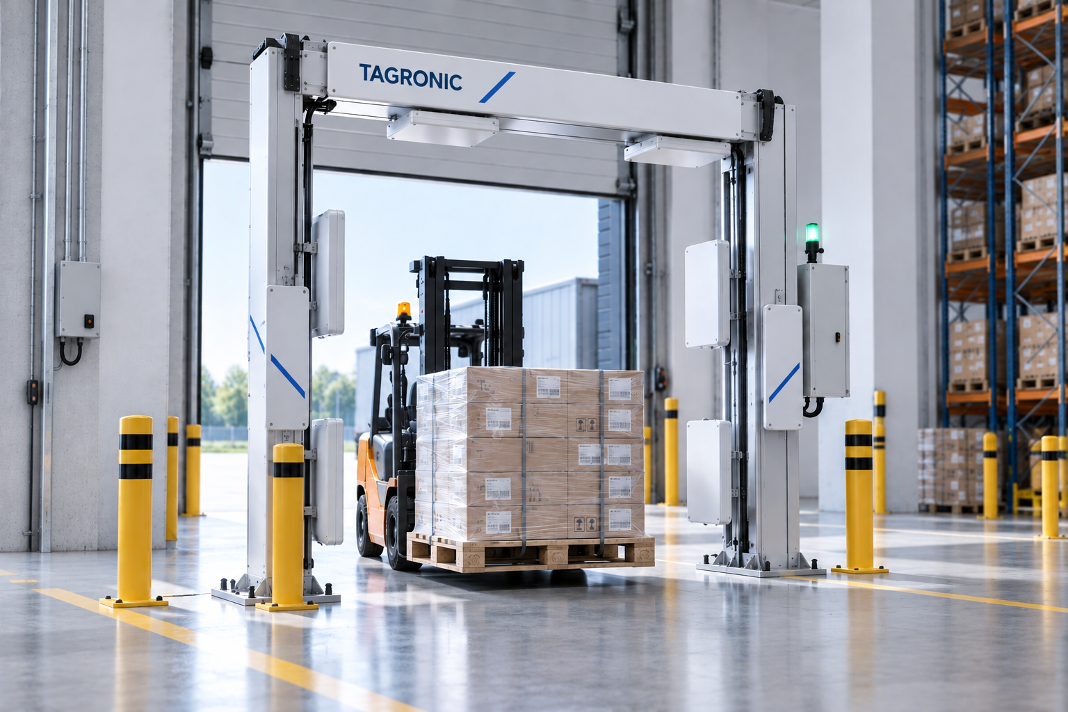 Depo geçiş noktasında paleti algılayan RFID Gate sistemi